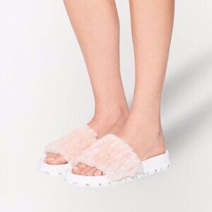NWT Miu Miu Slip-on Sandals Pink Shearling Platform Open Toe Sz 34